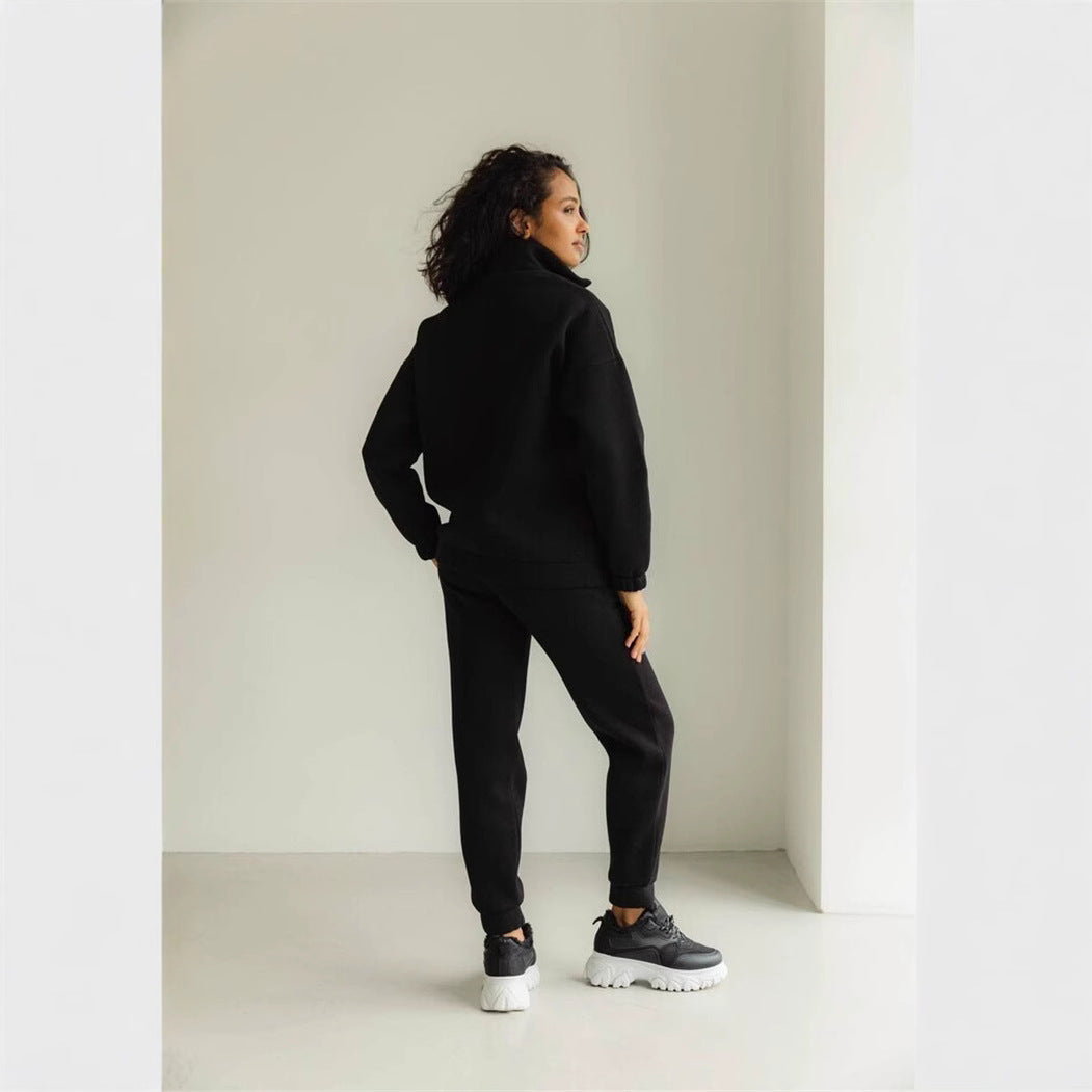 Damen bequeme Fleece-Jacke mit hohem Kragen und praktischen Taschen WW