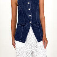 Damen Denim-Hemdjacke mit modernem Schnitt und Knopfdetails WW