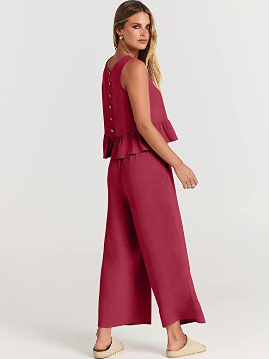 WW | Set aus Ärmelloser Bluse und Weitem Hosen