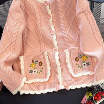 Damen Strickjacke mit Blumenmuster WW