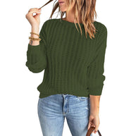 Damen Strickpullover mit strukturiertem Muster und weiten Ärmeln WW