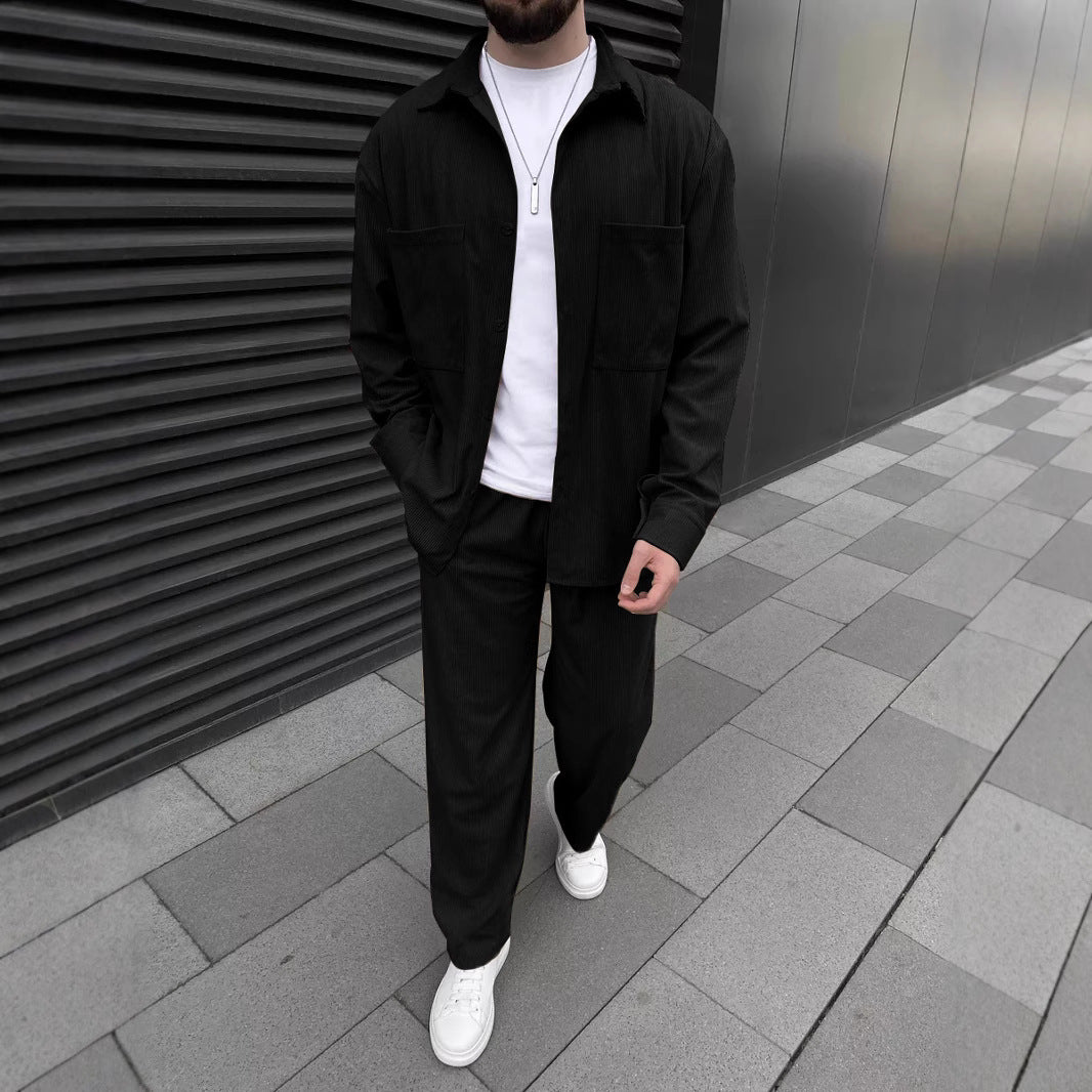 Herren Freizeitanzug mit modischem Streifenmuster und praktischen Taschen WW