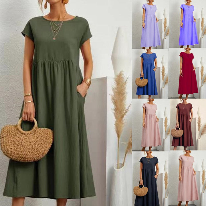 Damen Midikleid mit lässigem Schnitt und seitlichen Taschen W&W Mode