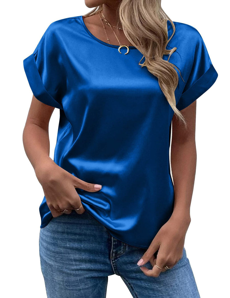 Damen Seidenshirt mit lässigem Schnitt und umgeschlagenen Ärmeln WW