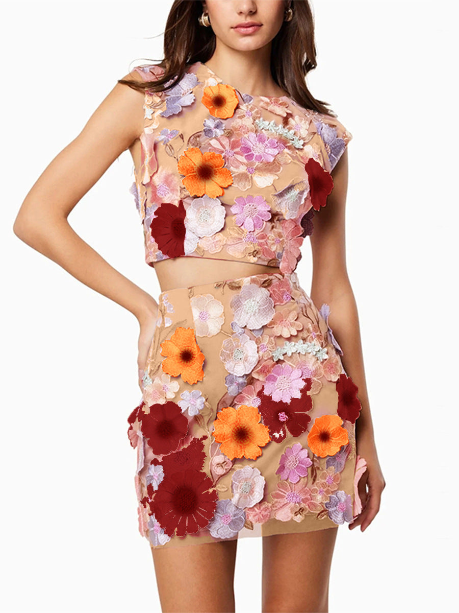 WW | Ärmelloses Crop Top Bodycon Rock Zweiteiliges Set