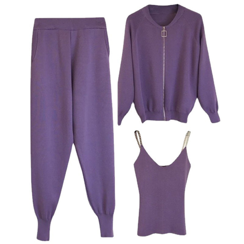 Damen Sportliches Loungewear-Set mit Reißverschluss und weitem Schnitt WW