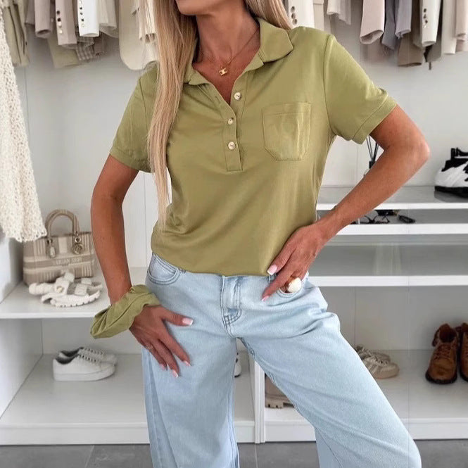 Damen Poloshirt mit Knopfleiste und Brusttasche WW