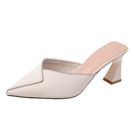 Damen elegante Mules mit spitzem Zehenbereich und schickem Glanz W&W