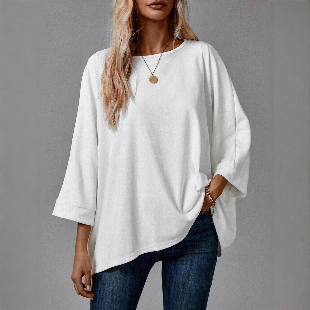 Damen lässiges Oversized T-Shirt mit weitem Schnitt und stylischem Rundhalsausschnitt W&W Mode
