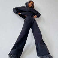 Damen Sportlicher Fleece-Zweiteiler mit weitem Schnitt WW