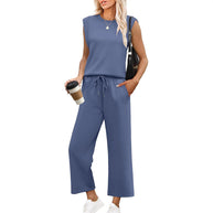 Damen Relaxed Fit Jumpsuit mit verkürzten Ärmeln und bequemem Bund WW