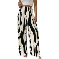 Damen weite Plisseehose mit elastischem Bund und modischem Muster WW