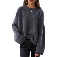 Damen Bequemer Strickpullover mit lässigem Schnitt und weitem Arm WW