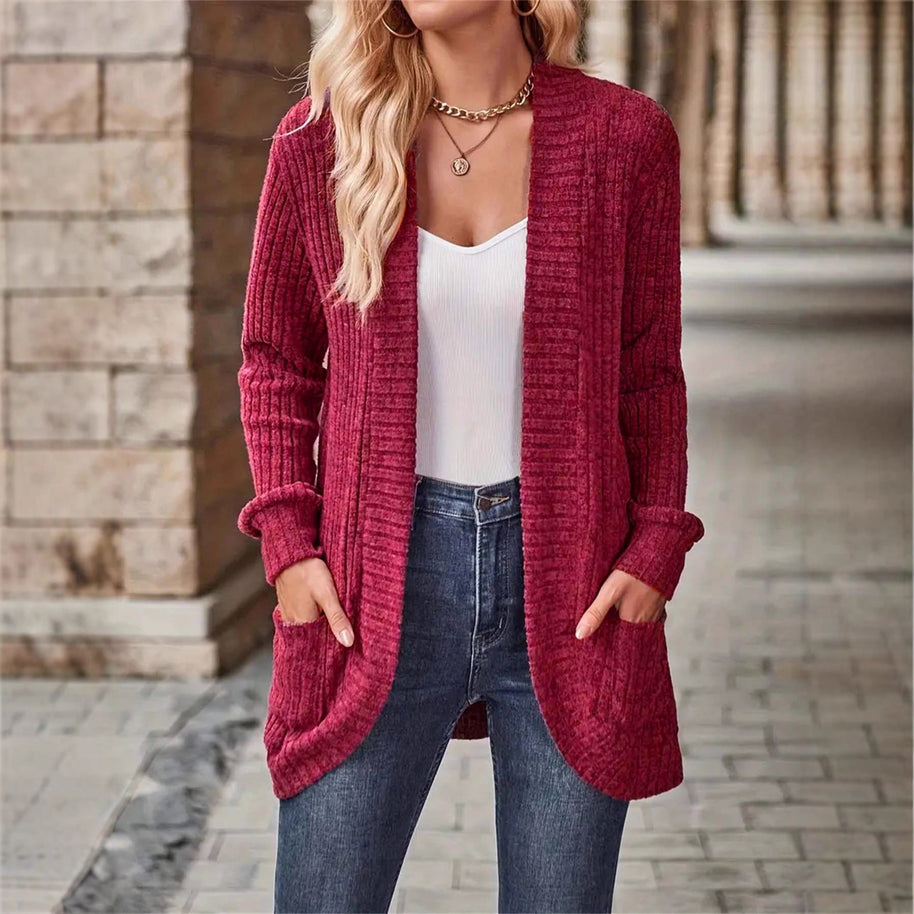 Damen Strickjacke mit strukturiertem Design und praktischen Taschen WW