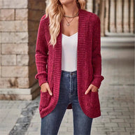 Damen Strickjacke mit strukturiertem Design und praktischen Taschen WW