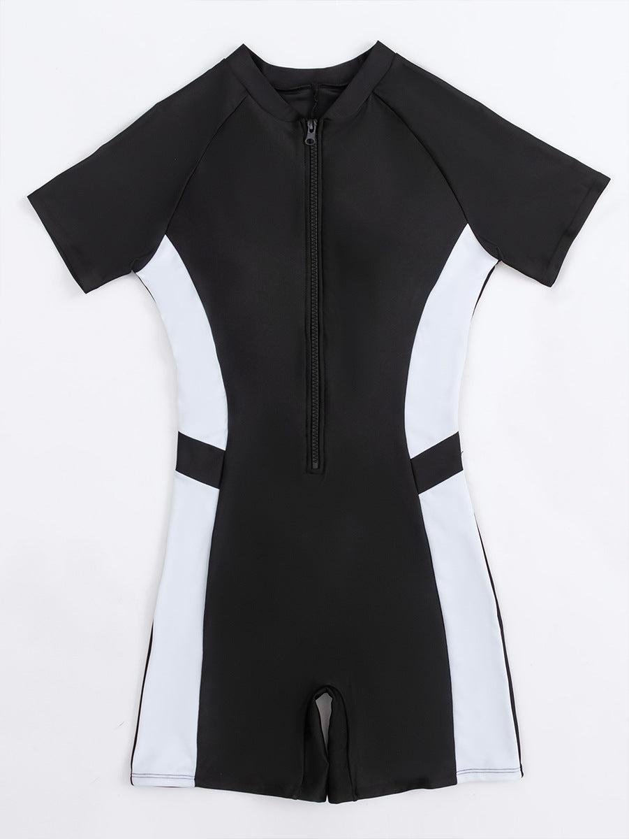 Damen Sportlicher Kurzarm-Neoprenanzug mit durchgehendem Reißverschluss WW