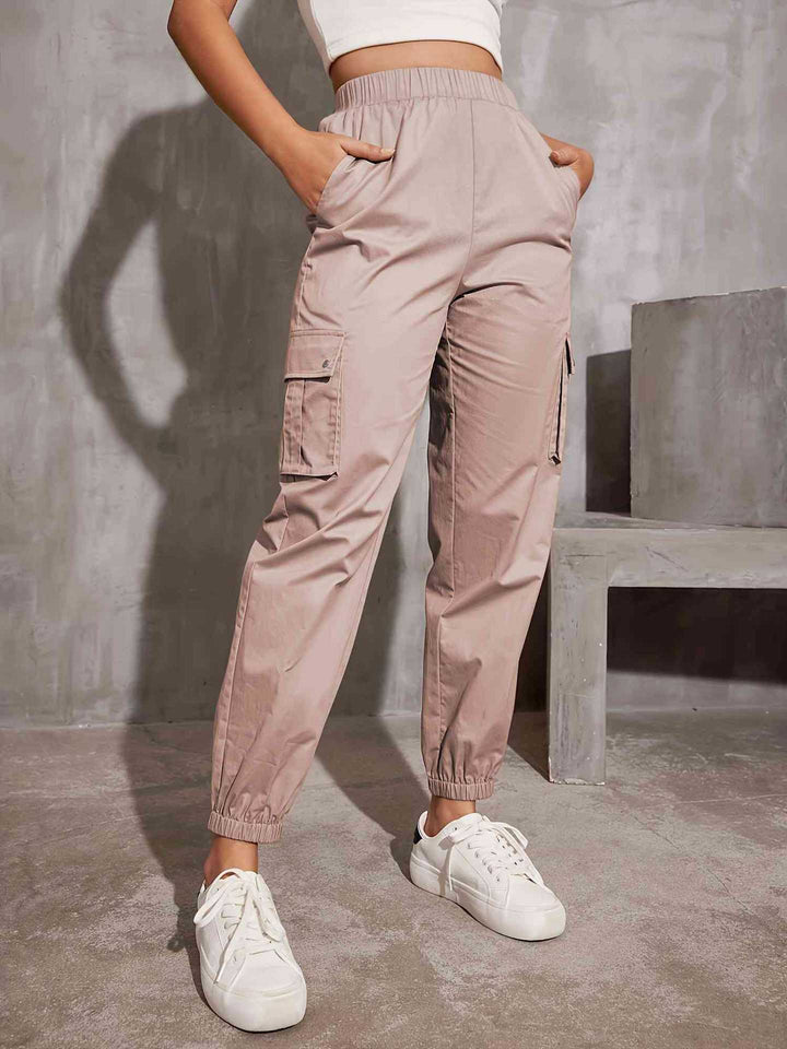 Damen Cargo-Hose mit elastischem Bund und praktischen Seitentaschen W&W Mode