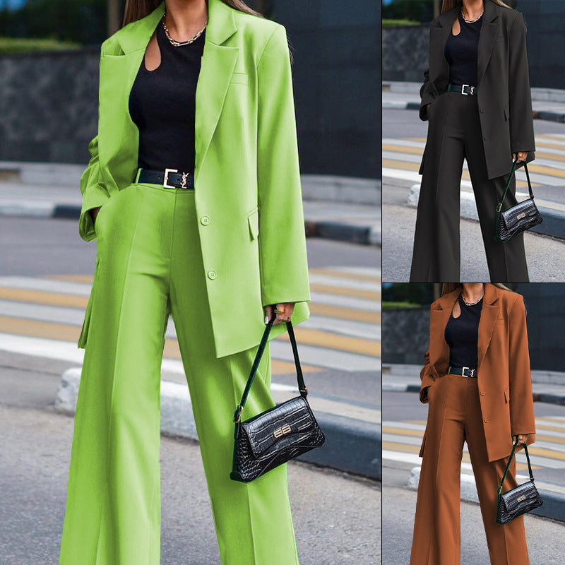 Damen Oversized Blazer und weite Hose Kombination WW