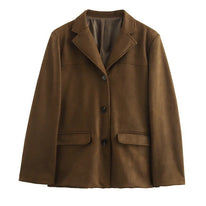 Damen schicke Blazerjacke aus weichem Material mit praktischen Taschen WW