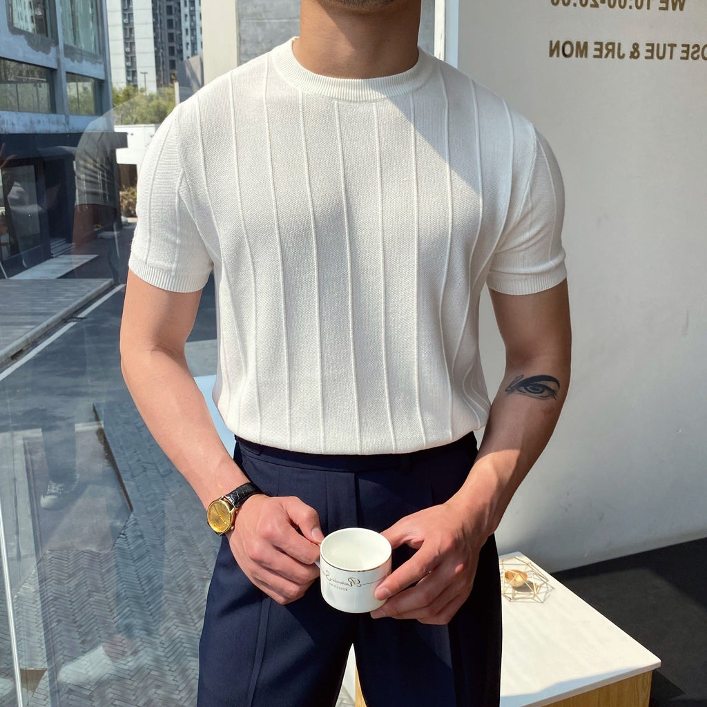 WW | Kurzärmliges Gestreiftes Strickpolo Für Herren
