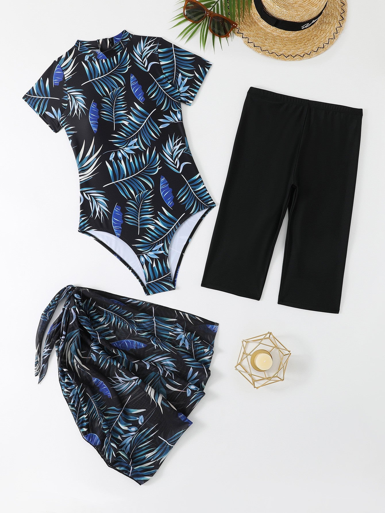 Damen Schwimmanzug Set mit luxuriösem Schnitt und eleganten Rüschen WW