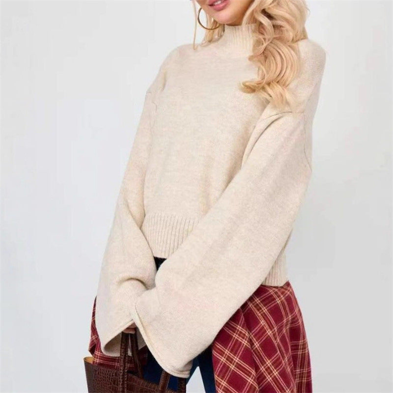 Damen Strickpullover mit lässigem Schnitt und Volumenärmeln WW