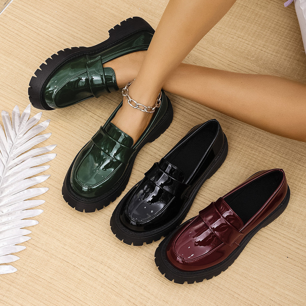 Femme Chunky Lackleder Schuhe mit Plateausohle WW
