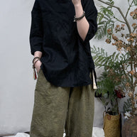 Damen Relaxed Fit Leinen Tunika-Oberteil mit Tasche WW