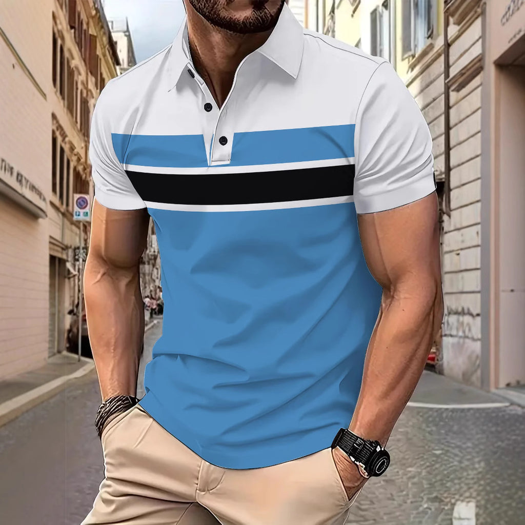 Herren Poloshirt mit sportlichem Streifenmuster und atmungsaktiven Eigenschaften WW