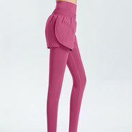 Damen Sportliche Leggings mit integriertem kurzer Shorts WW