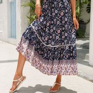 Damen Sommer-Rock mit floralen Mustern und voluminösem Saum WW