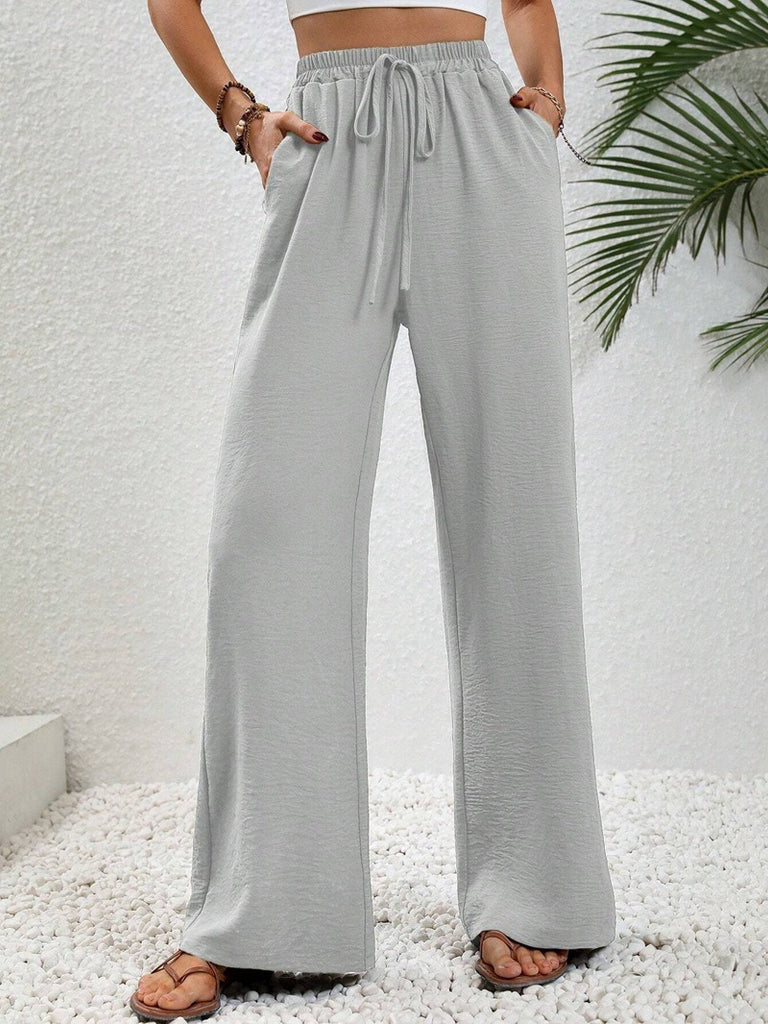 Damen Weite Sommerhose mit elastischem Bund und Tasche WW