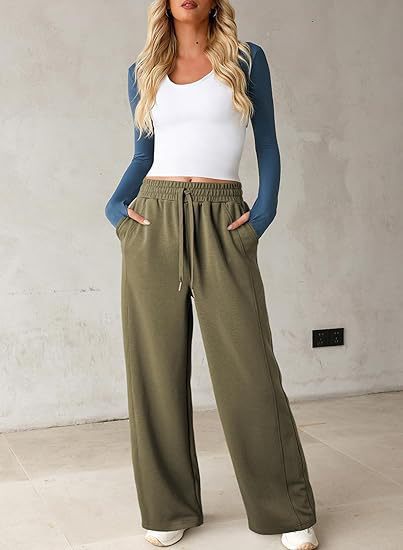 Damen bequeme Freizeithose mit weit geschnittenem Bein und praktischen Taschen WW