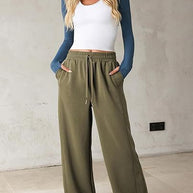 Damen bequeme Freizeithose mit weit geschnittenem Bein und praktischen Taschen WW