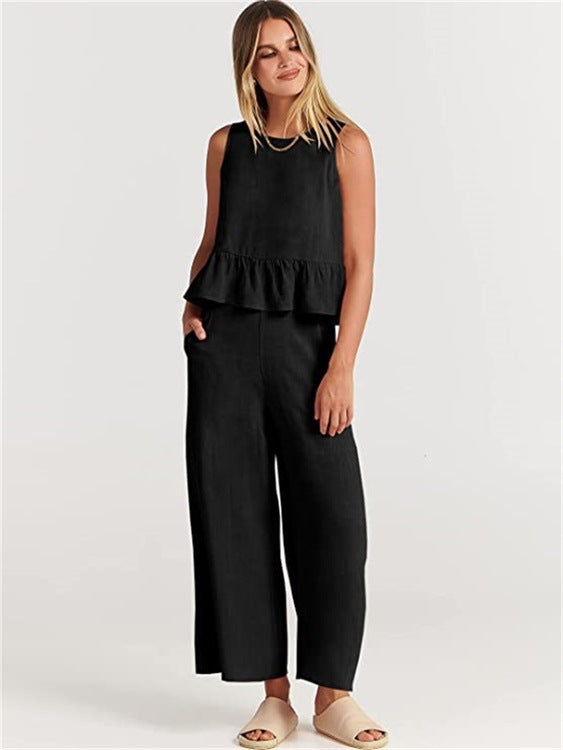 WW | Set aus Ärmelloser Bluse und Weitem Hosen
