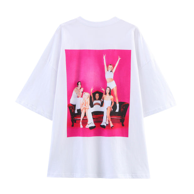 Damen Oversized T-Shirt mit auffälligem grafischen Print WW