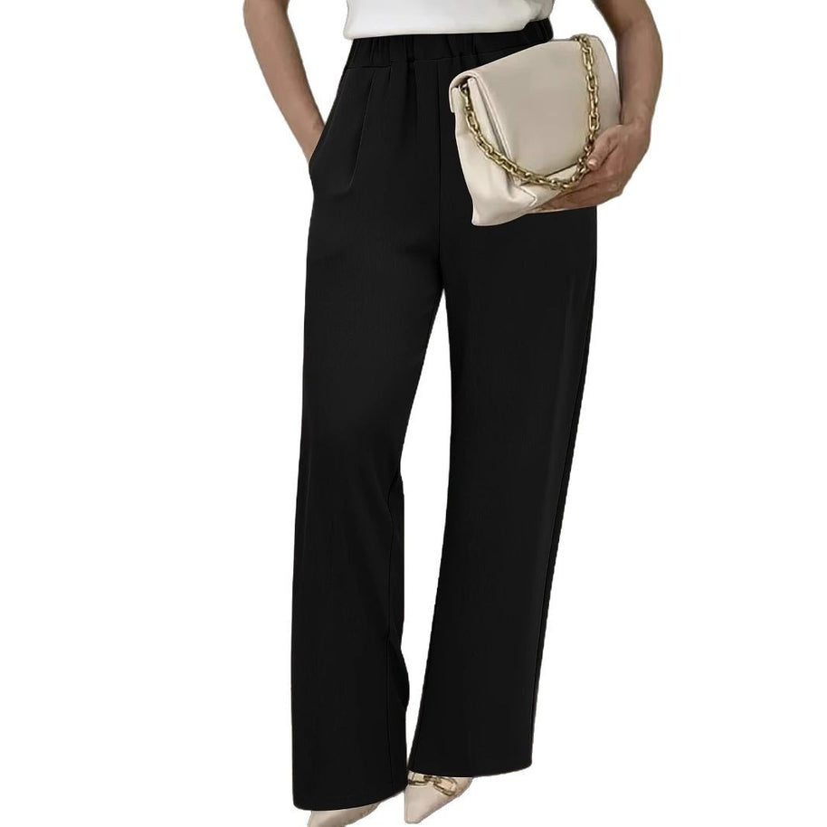 Damen Weite Hochtaillierte Stoffhose mit elegantem Gummibund WW