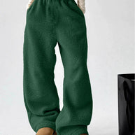 Damen bequeme Fleece-Hose mit weitem Schnitt und elastischem Bund WW