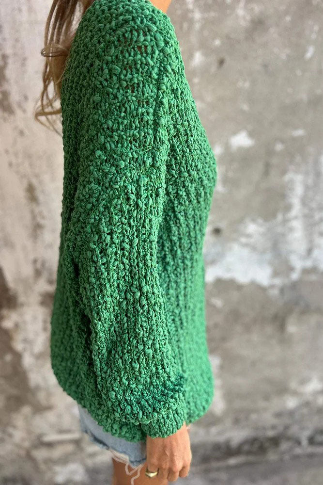W&W Mode Chunky gestrickter V-Ausschnitt gemütlicher langärmeliger Pullover