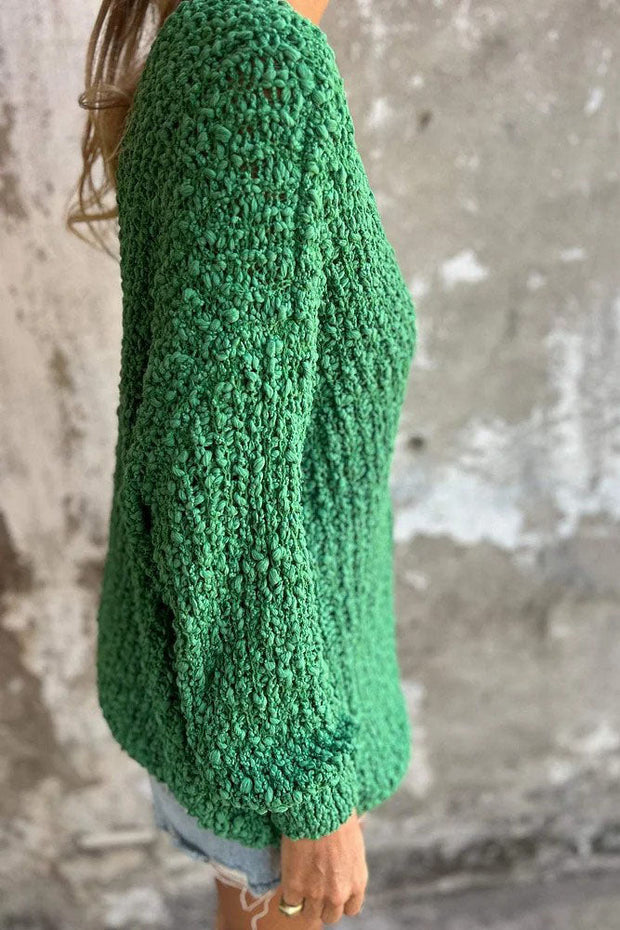 WW Chunky gestrickter V-Ausschnitt gemütlicher langärmeliger Pullover