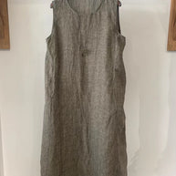 Damen Ärmelloses Leinen Shift Kleid WW