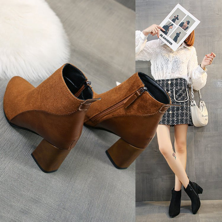 Damen modische und elegante Ankle-Boots mit trendigem Blockabsatz W&W Mode