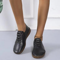 Damen bequeme Schnürschuhe aus hochwertigem Leder mit ergonomischer Sohle WW