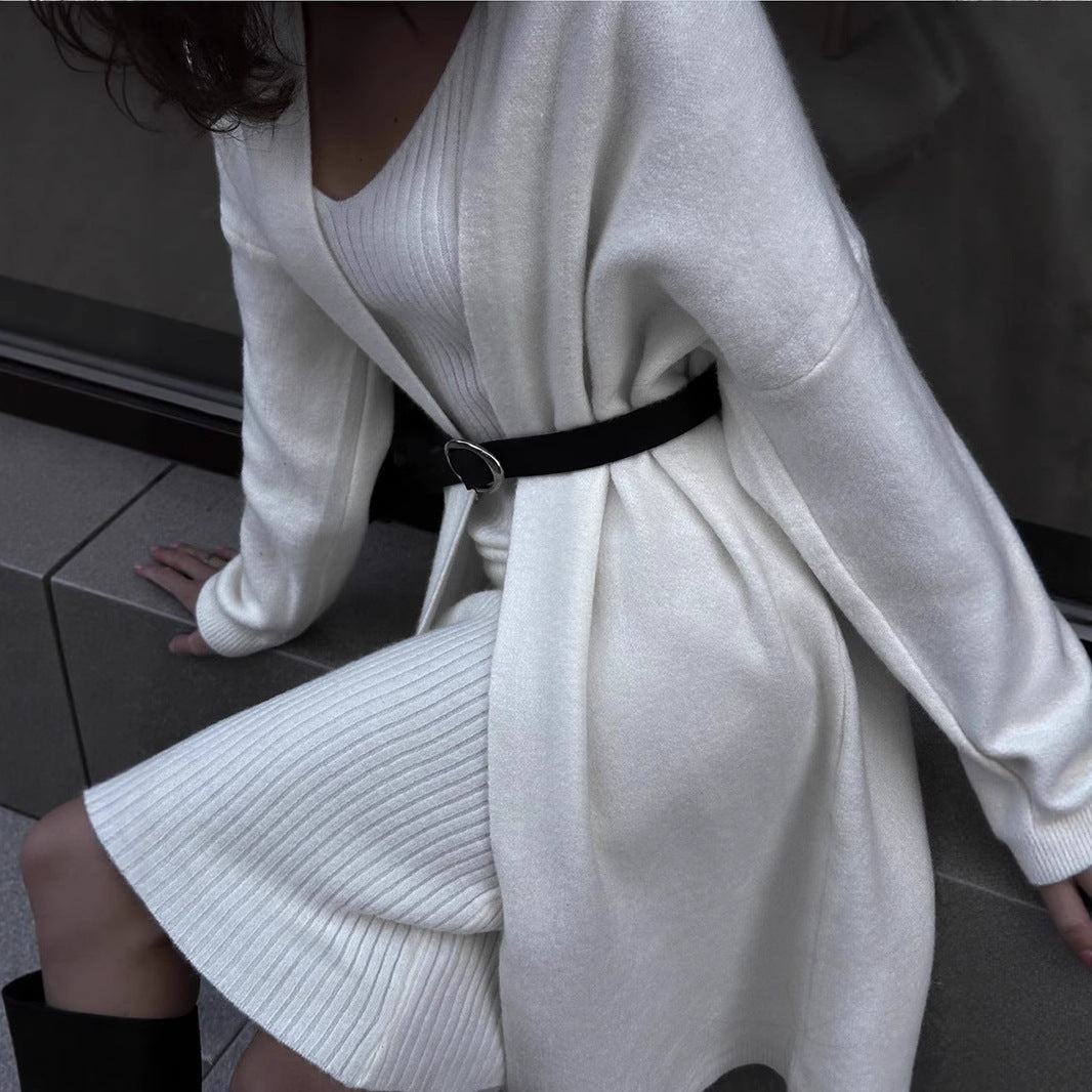 Damen Elegante und bequeme lange Strickjacke W&W Mode