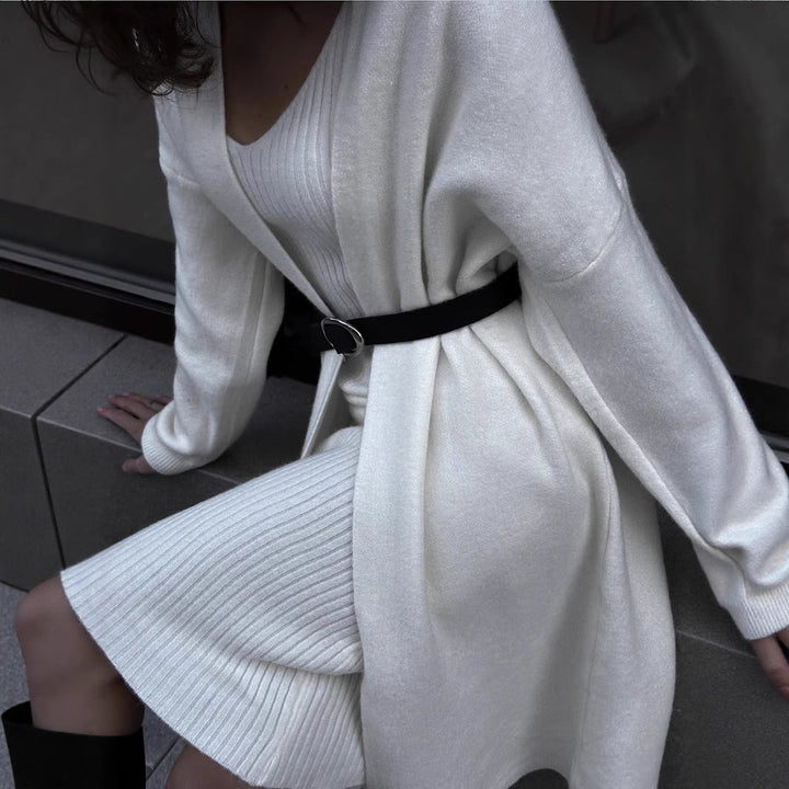 Damen Elegante und bequeme lange Strickjacke W&W Mode