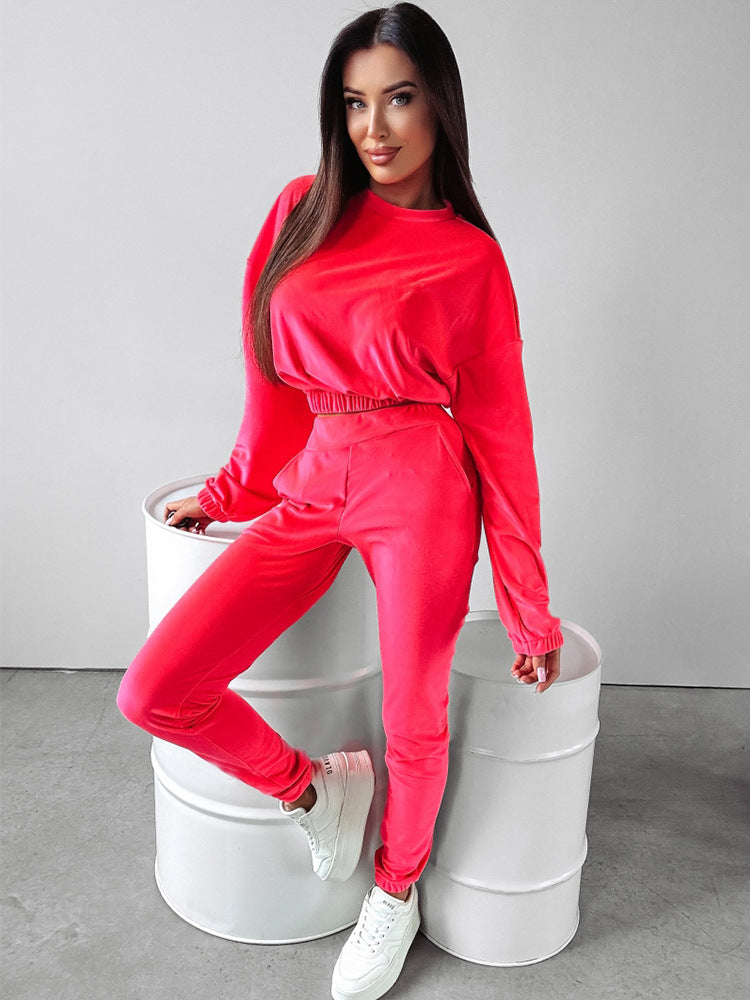 Damen sportliches Cropped 'Lounge-Set' mit elastischem Bund und praktischen Taschen WW