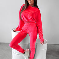 Damen sportliches Cropped 'Lounge-Set' mit elastischem Bund und praktischen Taschen WW