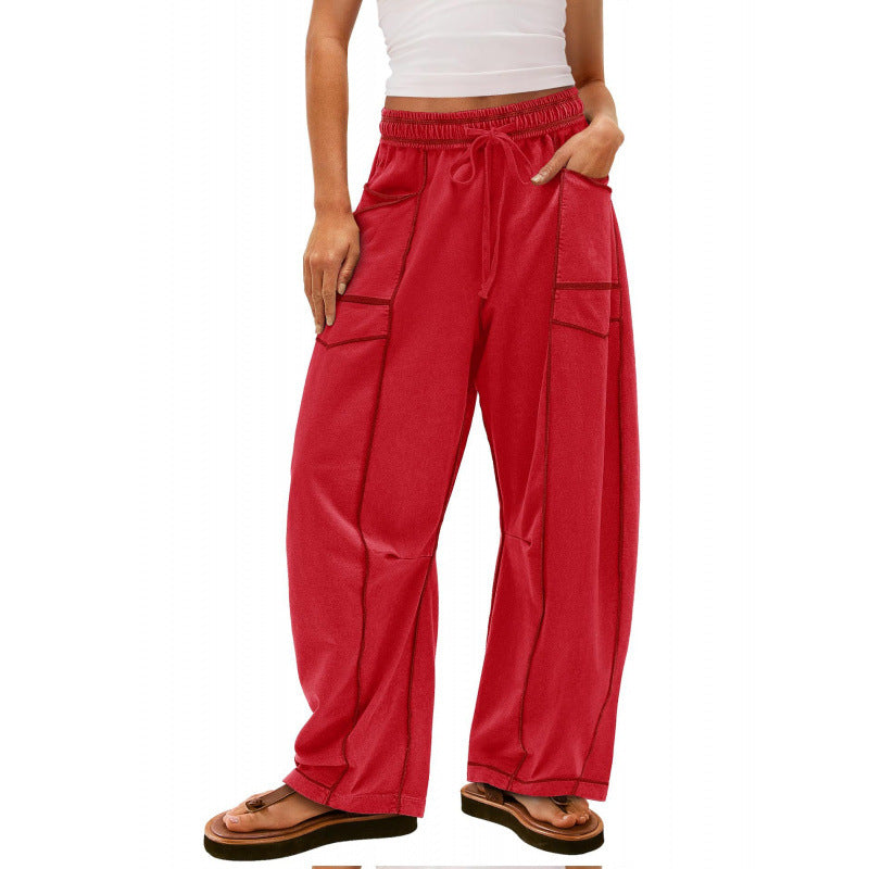 Damen weite Freizeithose mit praktischen Seitentaschen und elastischem Bund WW