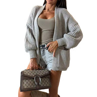 Damen Strickjacke mit strukturierter Oberfläche und voluminösen Ärmeln WW