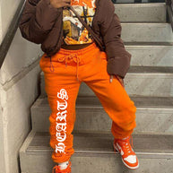 Damen bequeme Sweatpants mit seitlichem Schriftzug WW